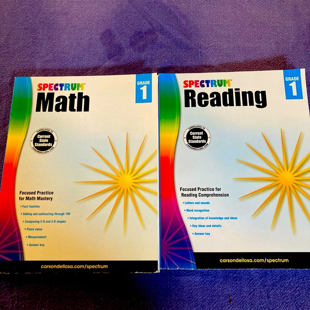 Spectrum Math and Reading Grade 1 workbooks Carson Dellosa Education